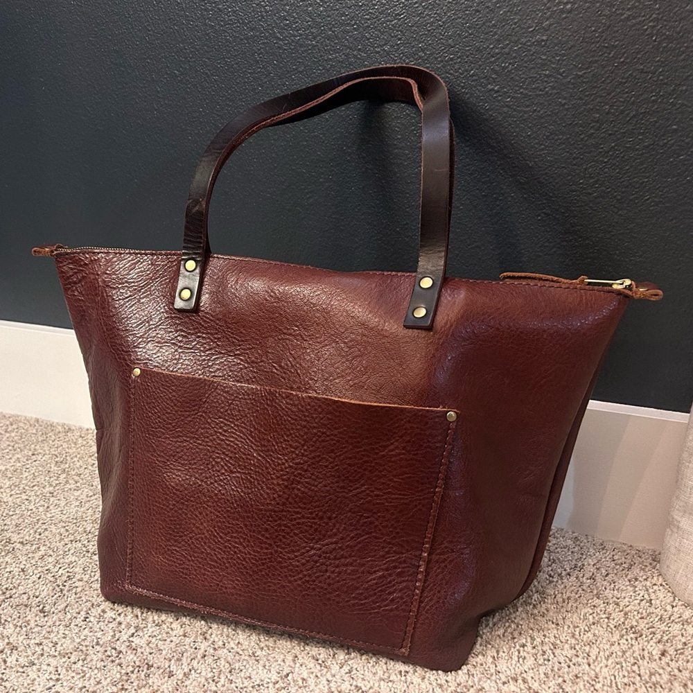 Portland Leather Small Tote Bag Nutmeg Color